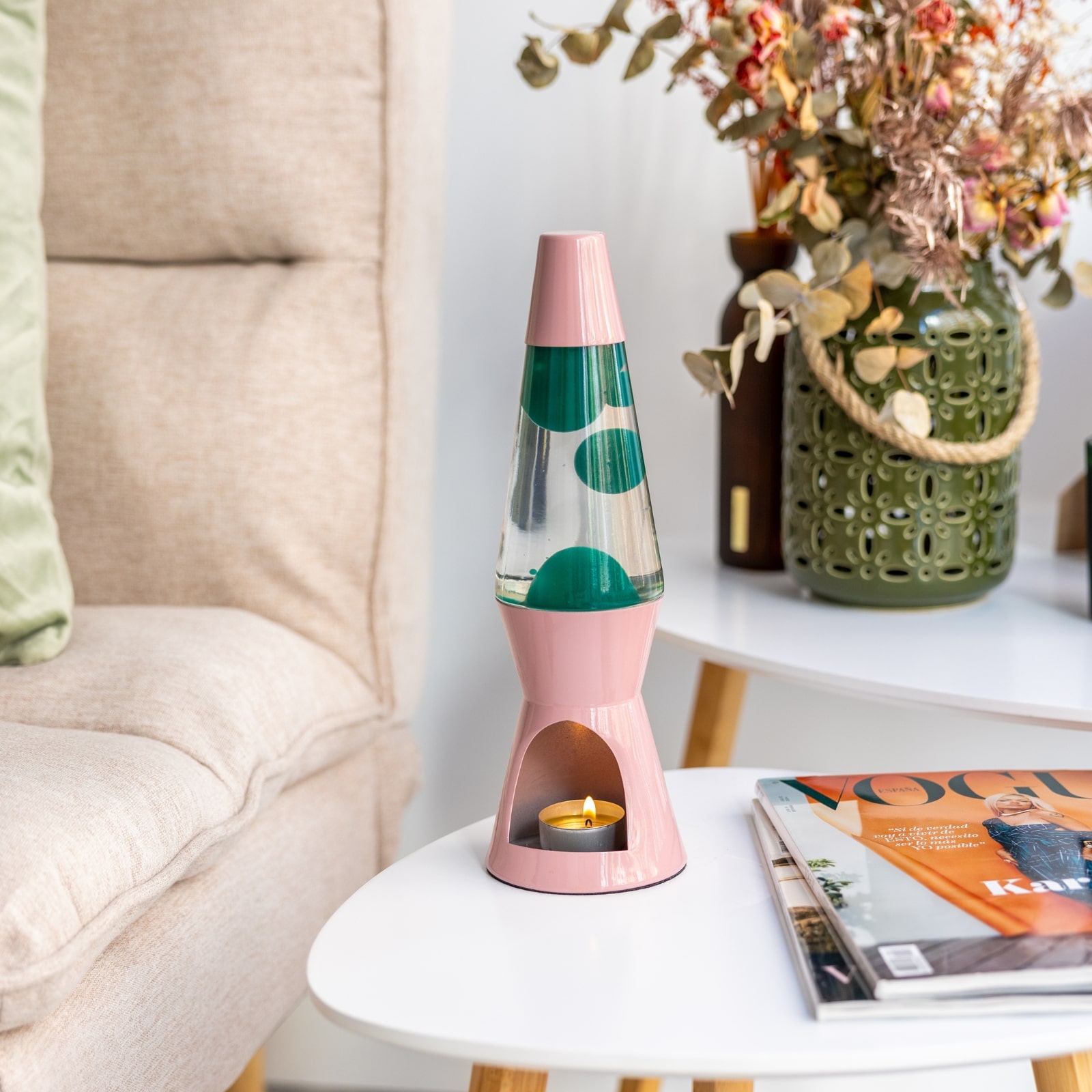 Lava Lamp T-LIGHT green & pink 