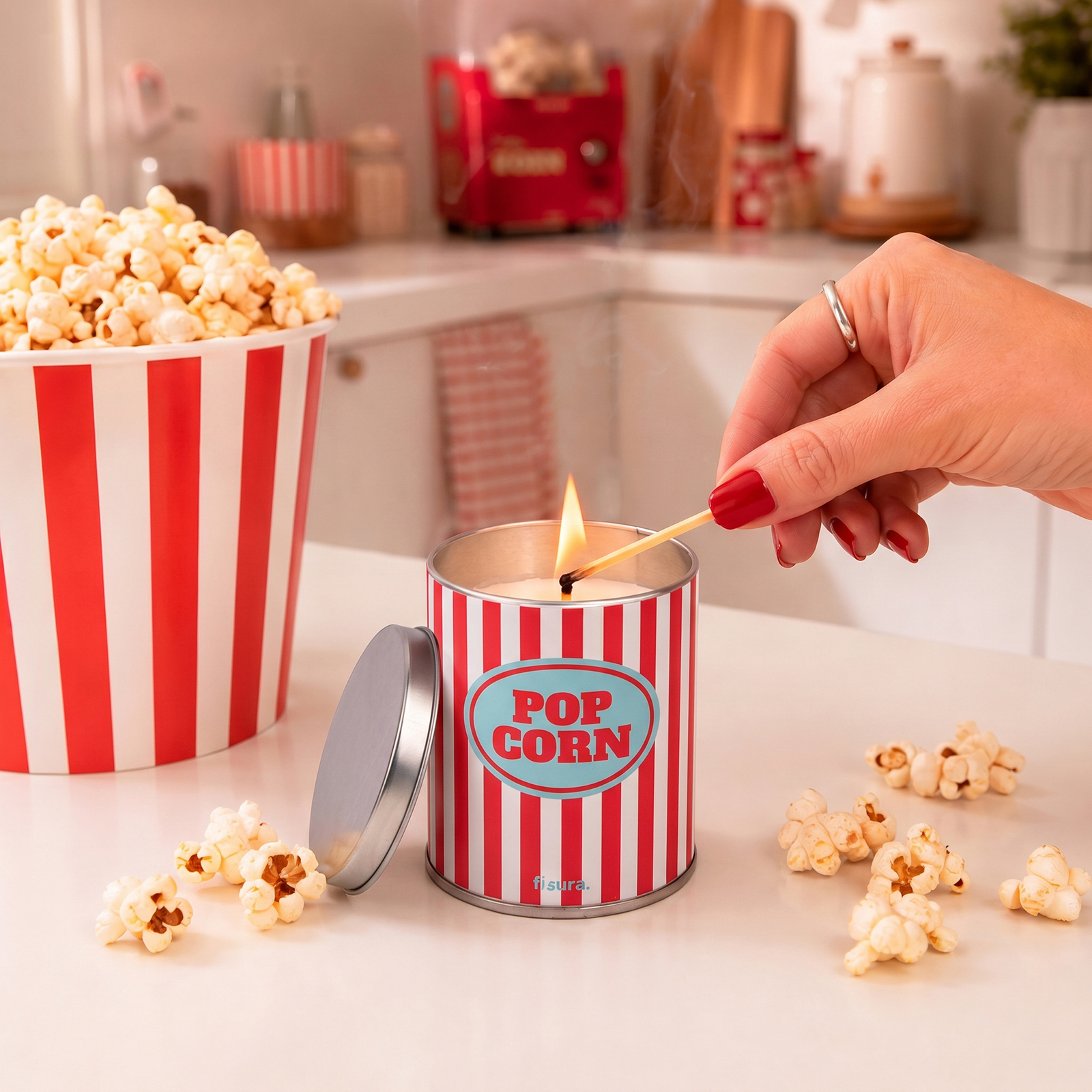 Metal candle POPCORN Butter pop corn scent