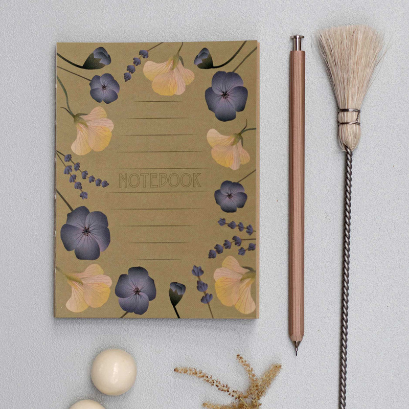 Notebook A6 AMBER WITH FLOWERS  