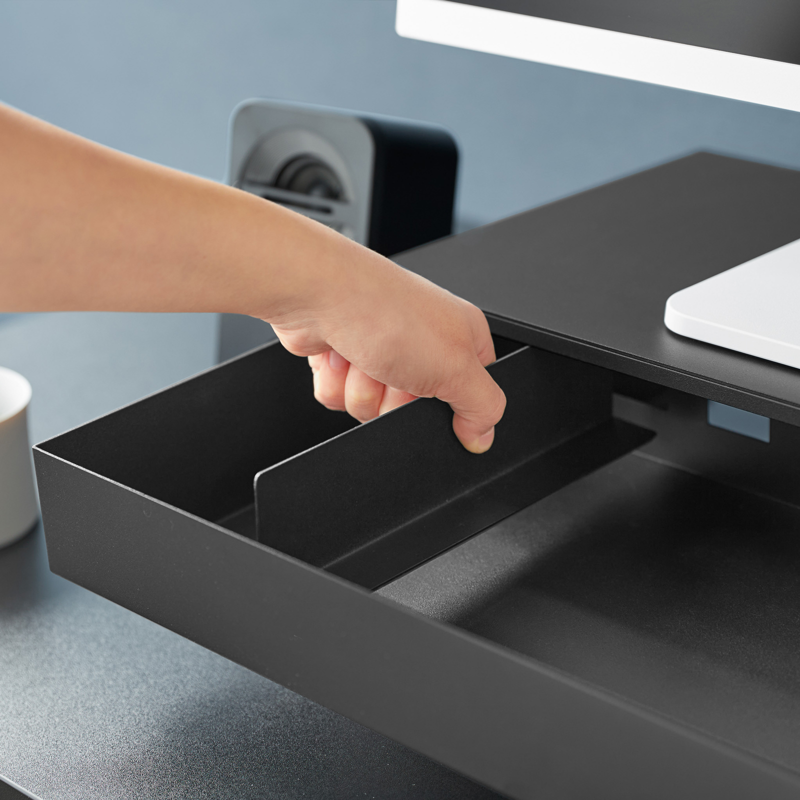 Monitorständer mit Schublade TOWER schwarz