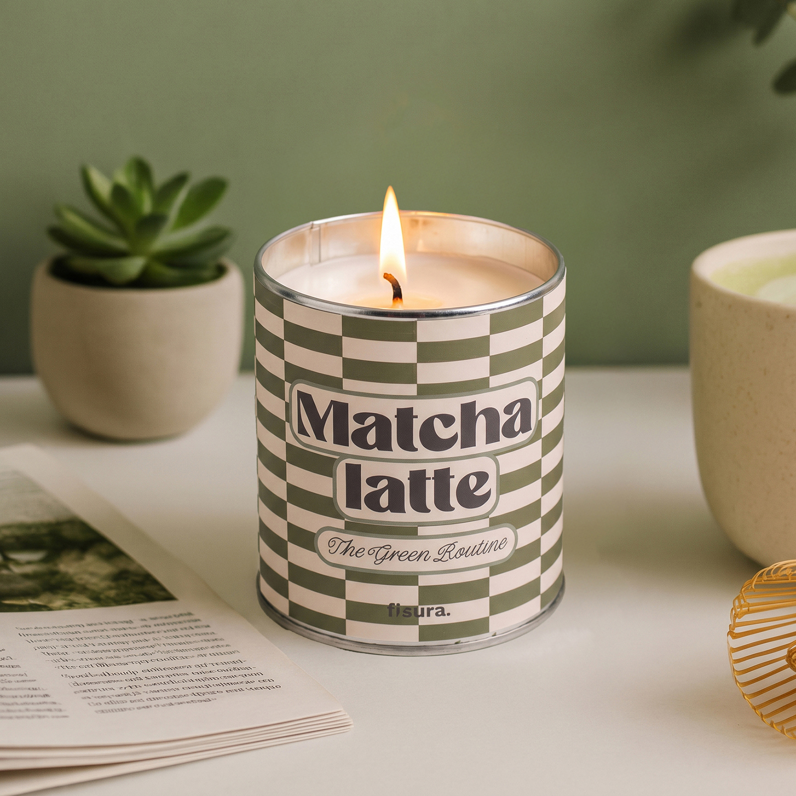 Metal candle MATCHA LATTE matcha scent