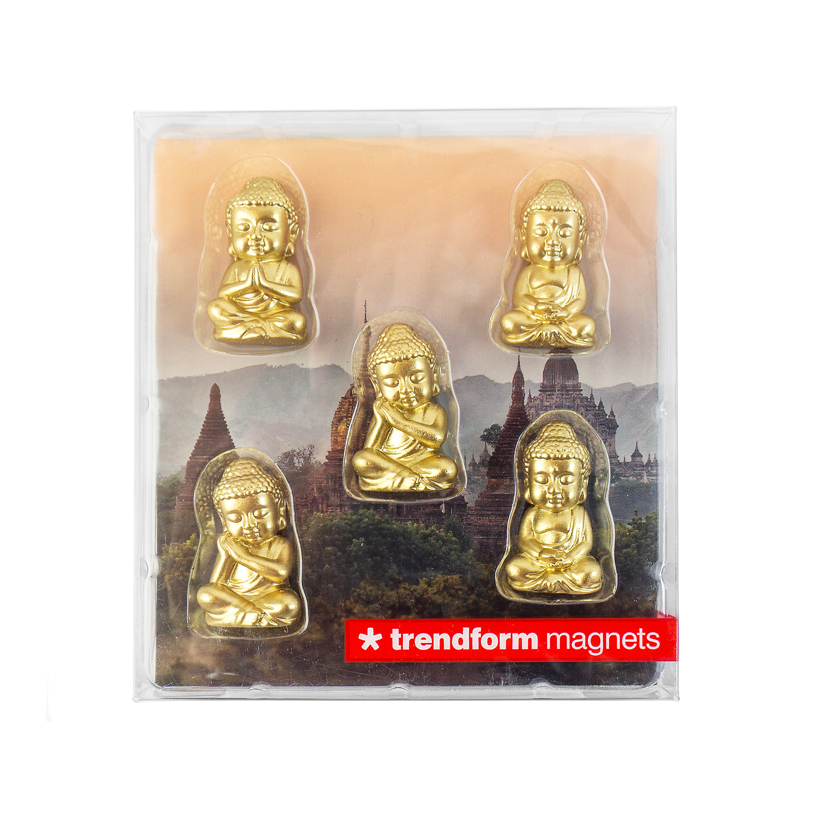 Magnets BUDDHA set of 5 gold 