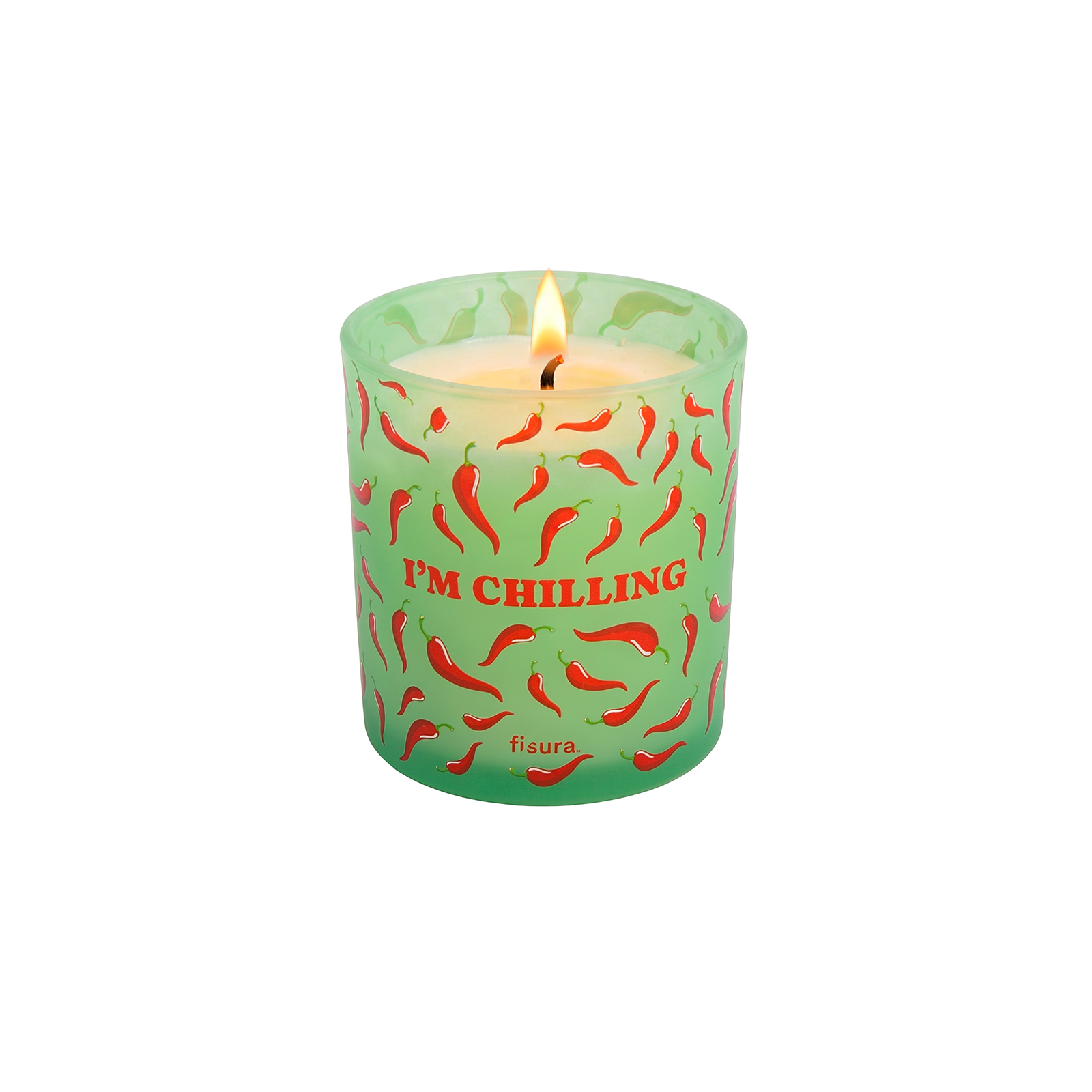 Glass candle I M CHILLING cinnamon and chilli