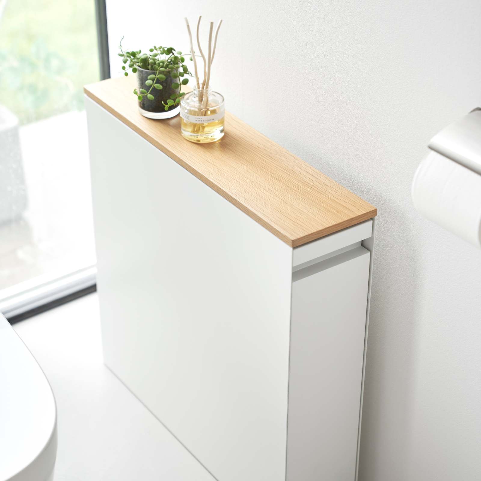 Support de rangement avec tiroir coulissant et tablette en bois  TOWER blanc