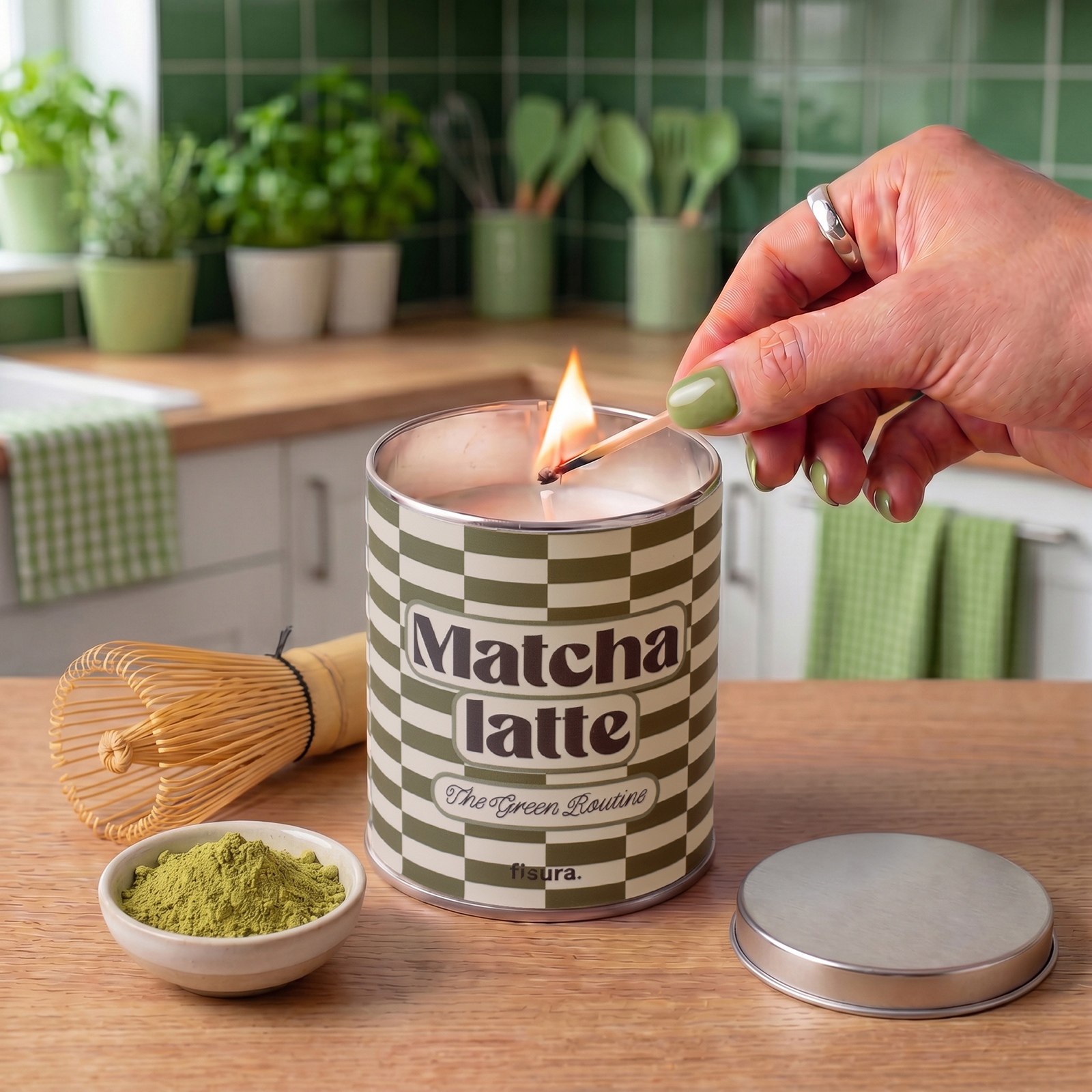 Metal candle MATCHA LATTE matcha scent