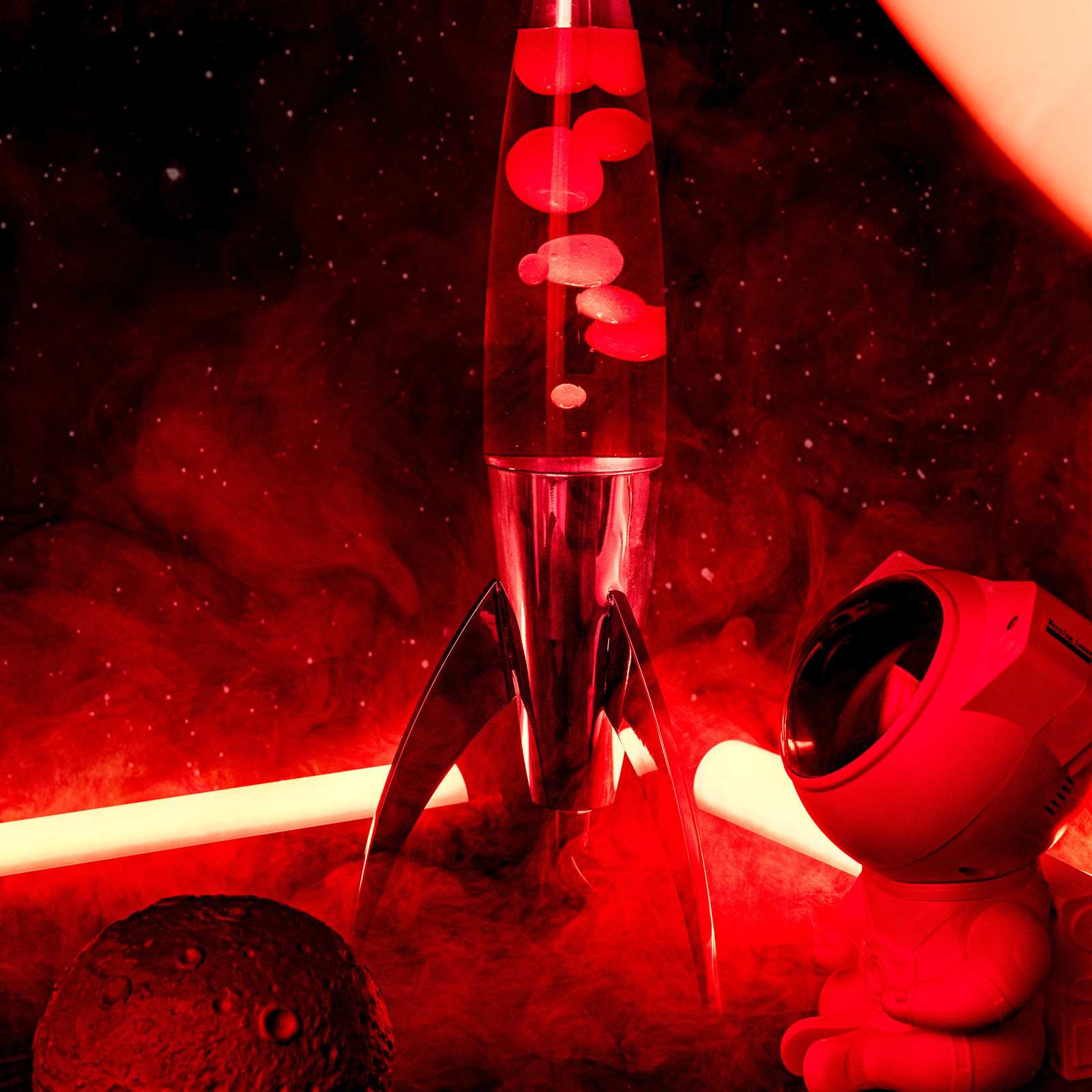 Lava Lamp ROCKET - red 