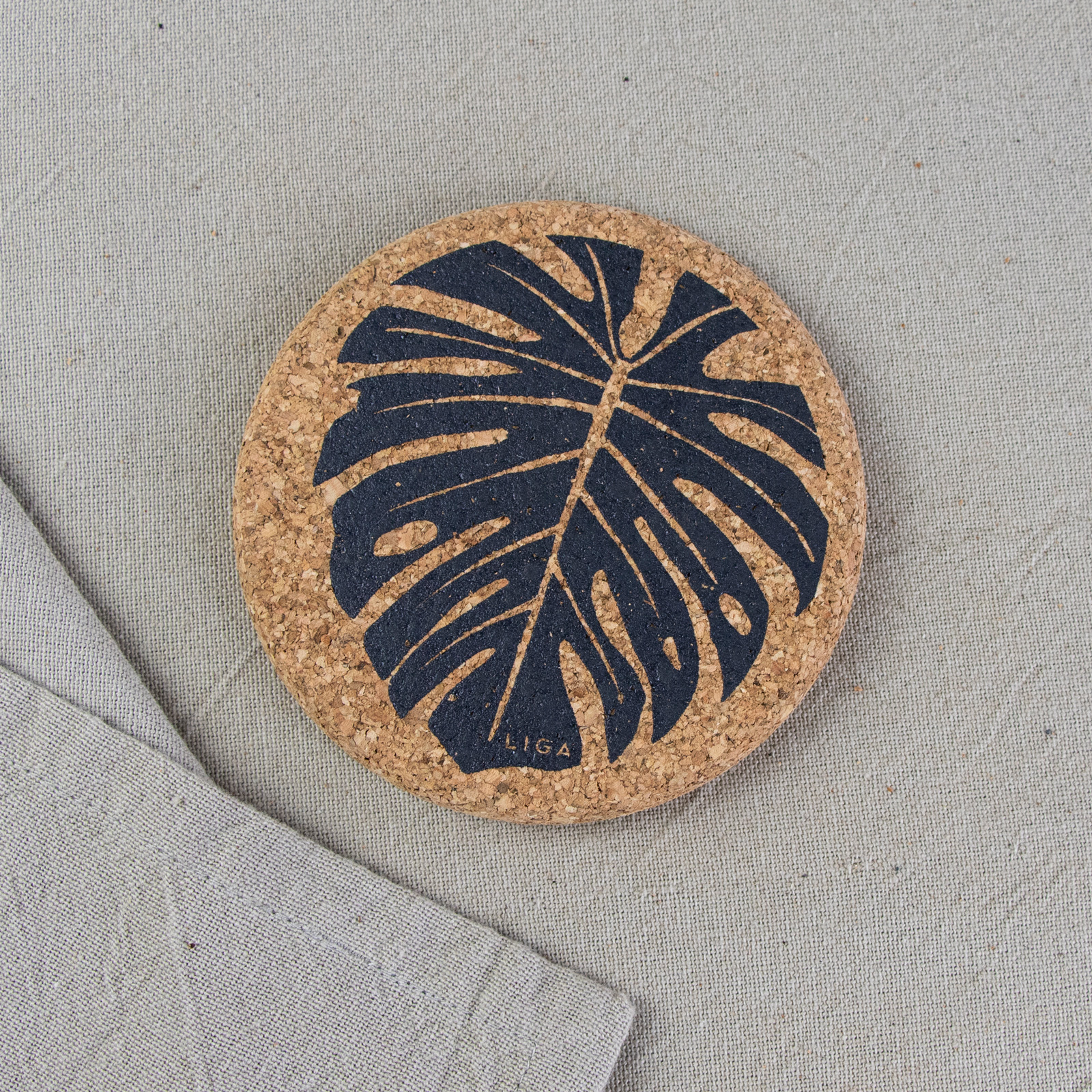 Glasuntersetzer CORK MONSTERA 