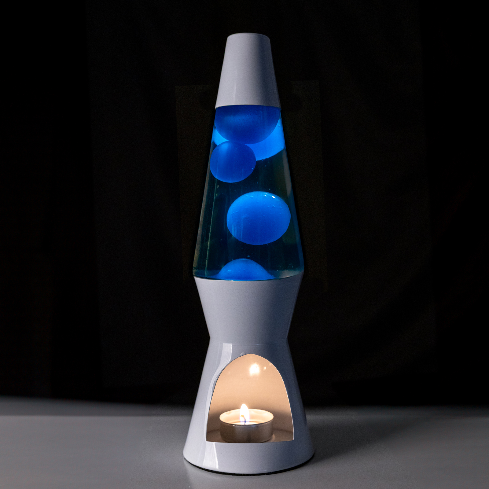 Lava Lamp T-LIGHT - white & blue  