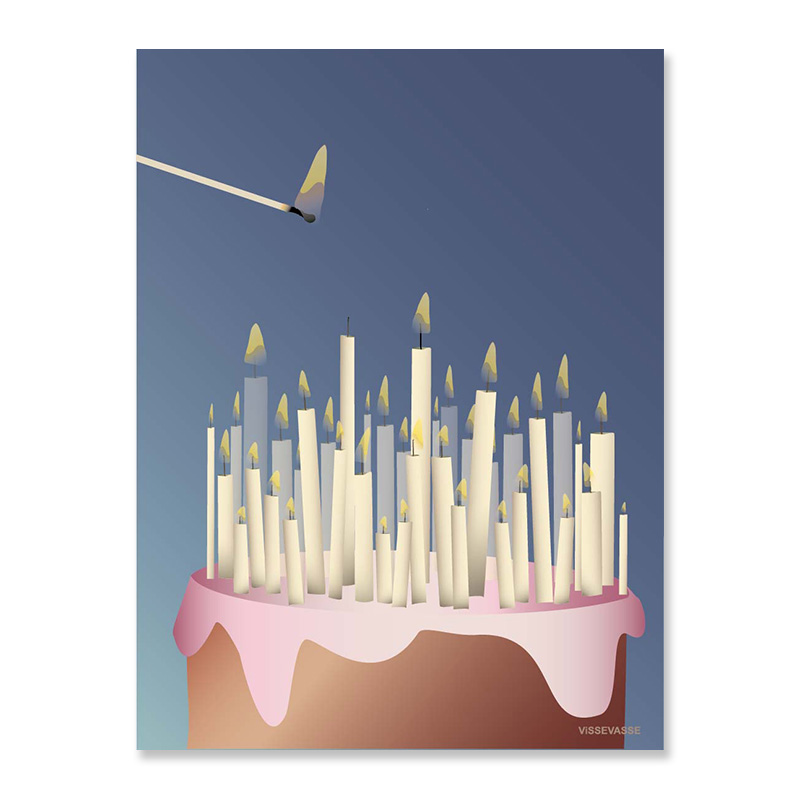 Greeting card Cake with candles 