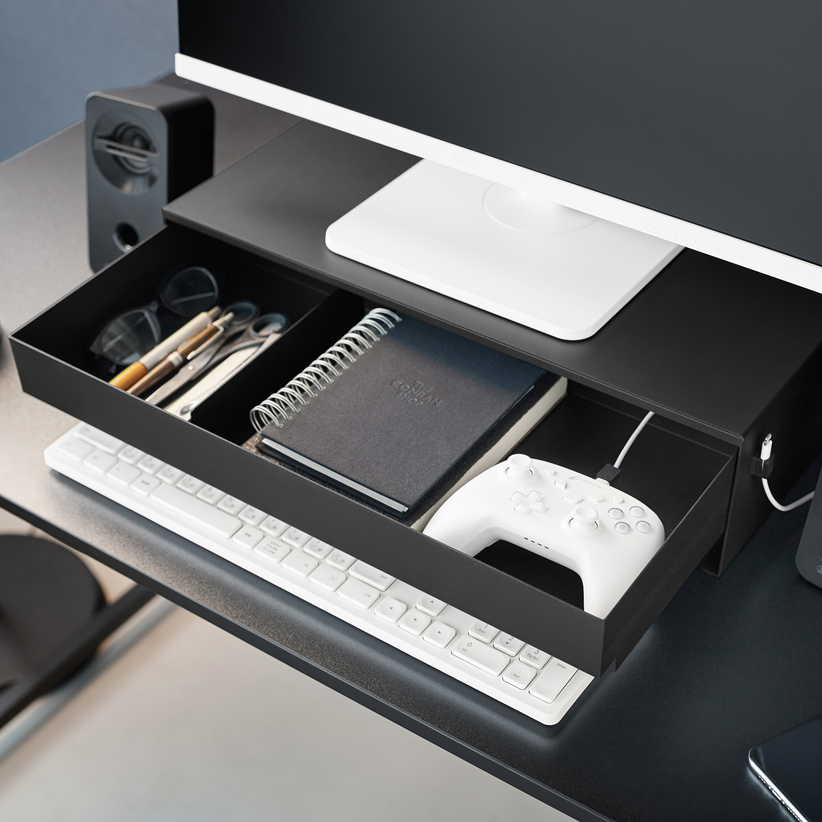 Monitorständer mit Schublade TOWER schwarz