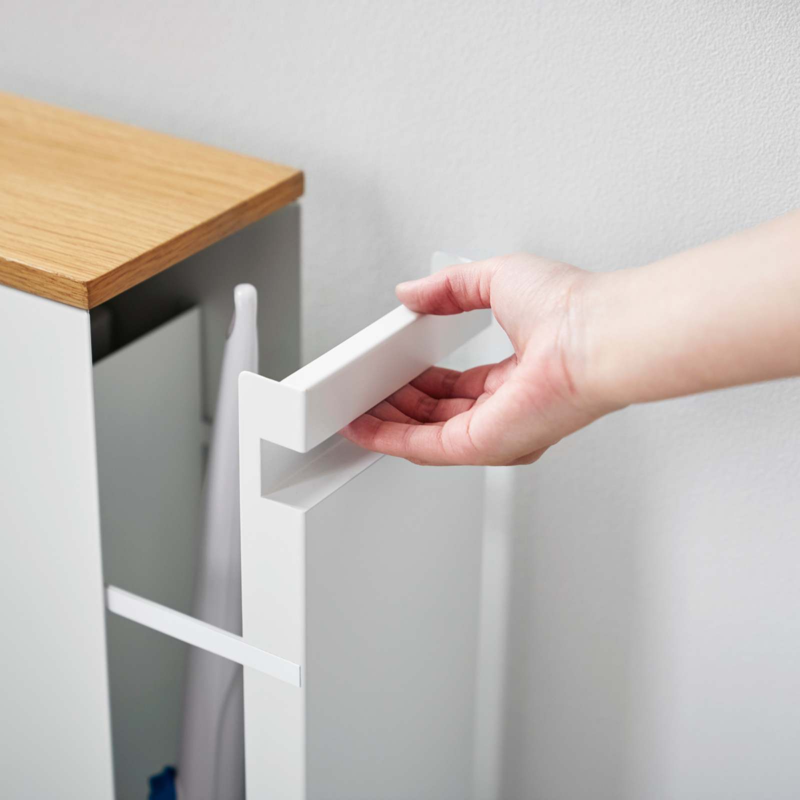 Support de rangement avec tiroir coulissant et tablette en bois  TOWER blanc