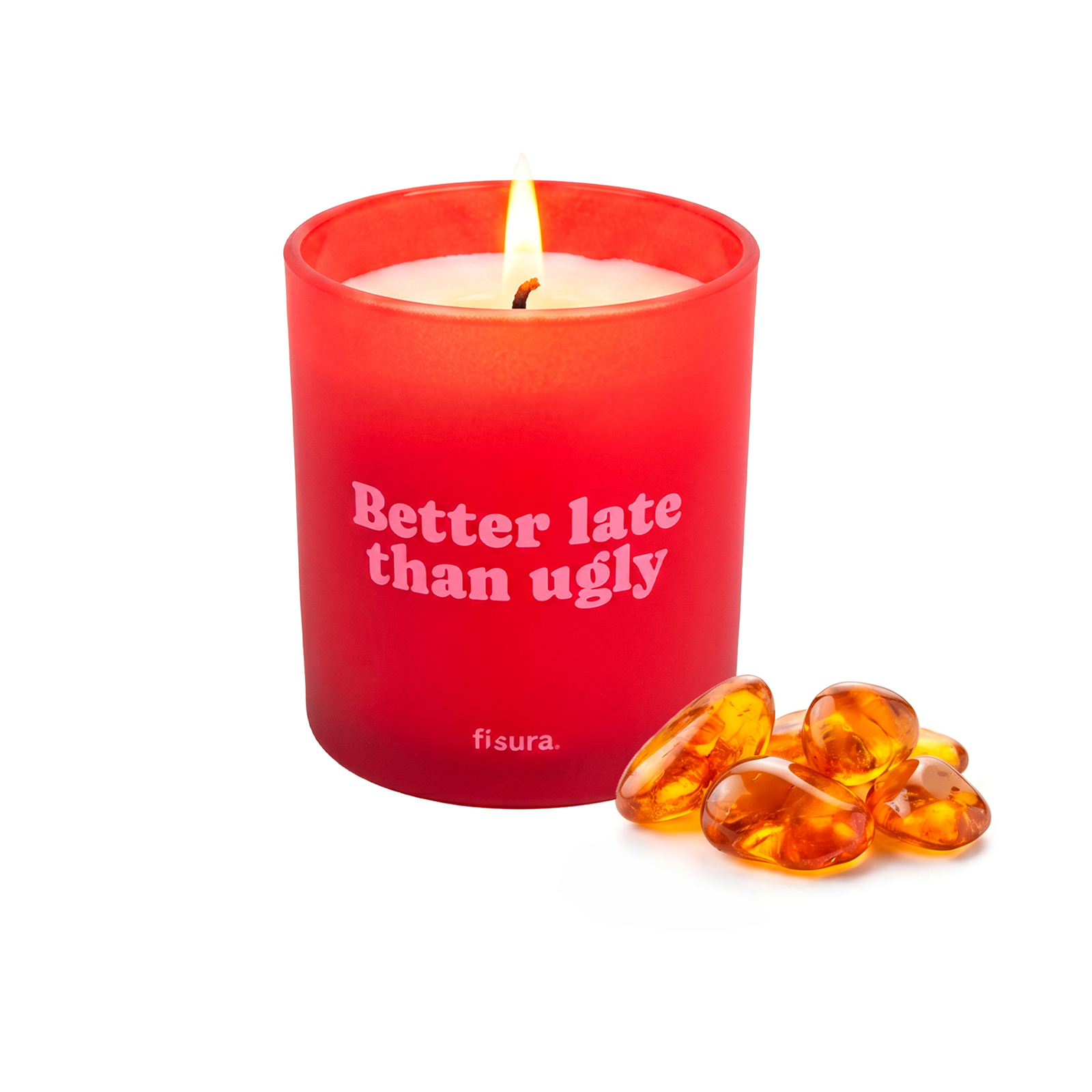 Glass candle BETTER LATE THAN UGLY ambar scent