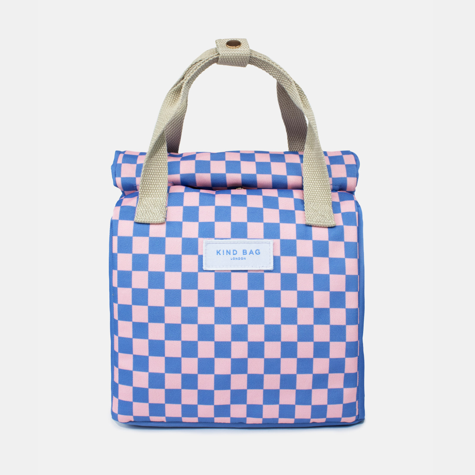 Lunch Bag Checkerboard - Pink + Blue 