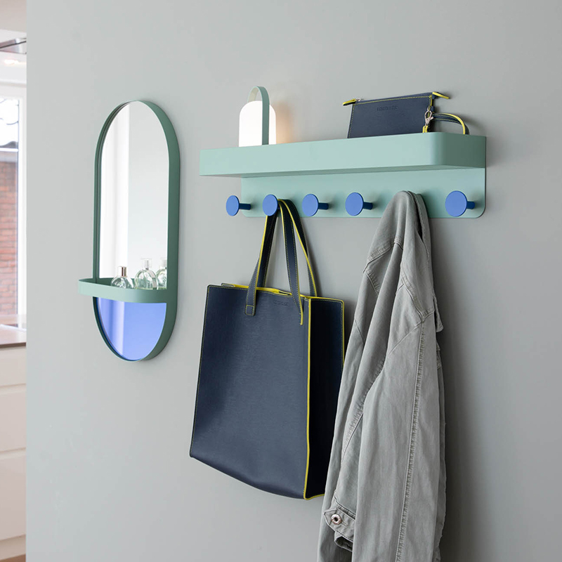 Wandspiegel mit Ablage mint/blau 