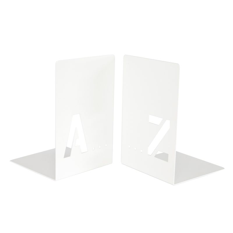 Bookend A-Z set of 2 white 