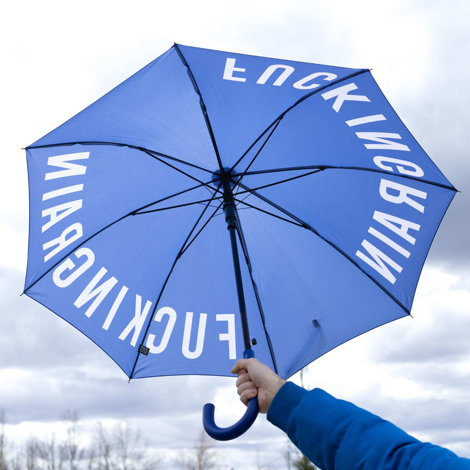 Stockschirm FUCKING RAIN blau