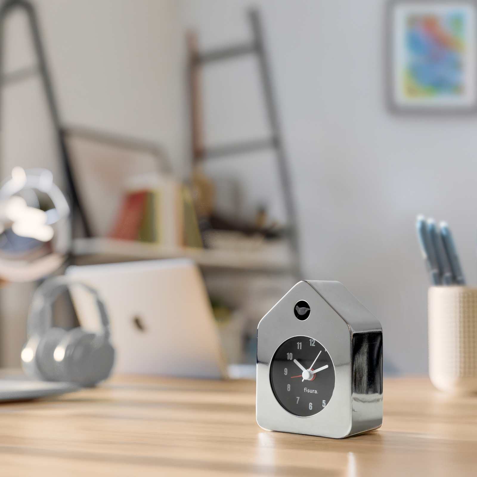 MINI HOUSE ALARM CLOCK chrome 