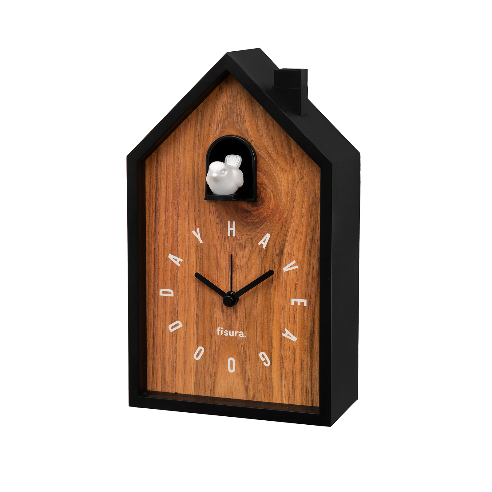 CUCKOO ALARM CLOCK wooden HAVE A GOOD DAY