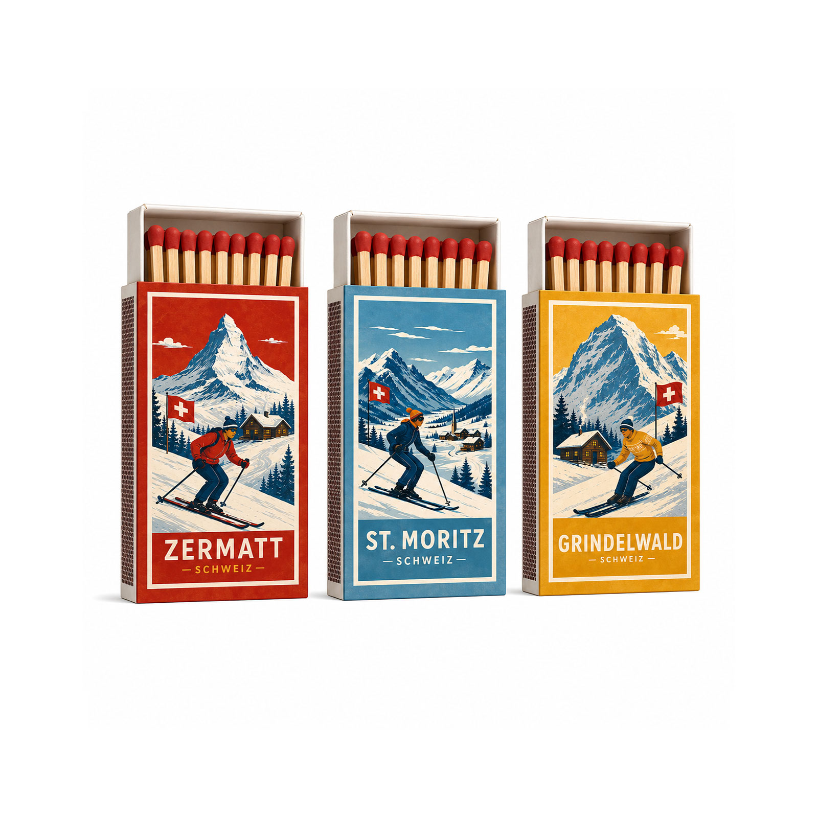Zündhölzer VINTAGE SLOPES 3er Set Inhalt ca. 45 Stk./Pack