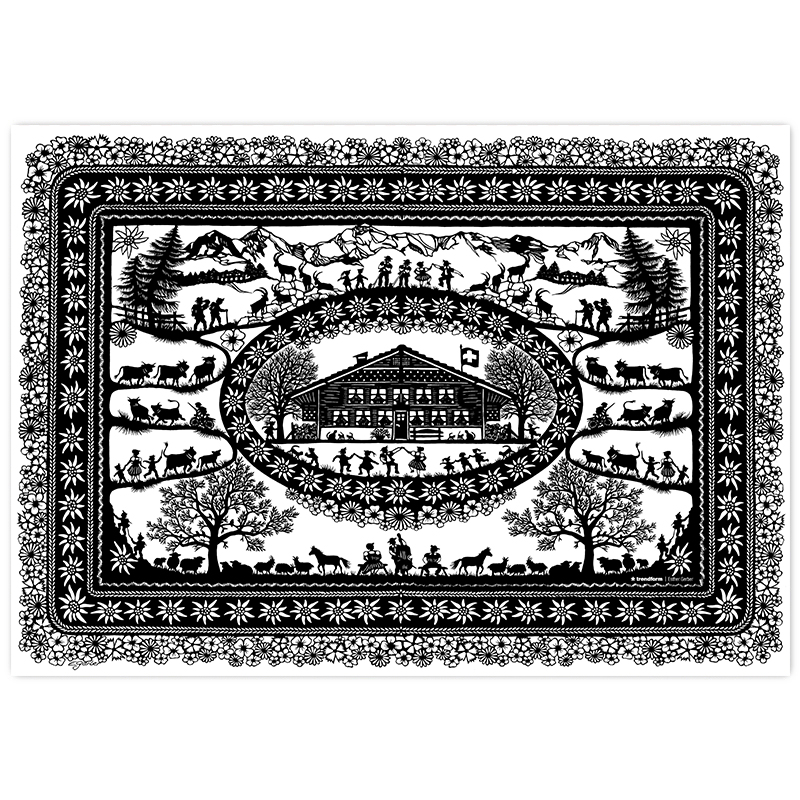 Paper placemat SWISS TRADITION 2 4 x 12 sheets