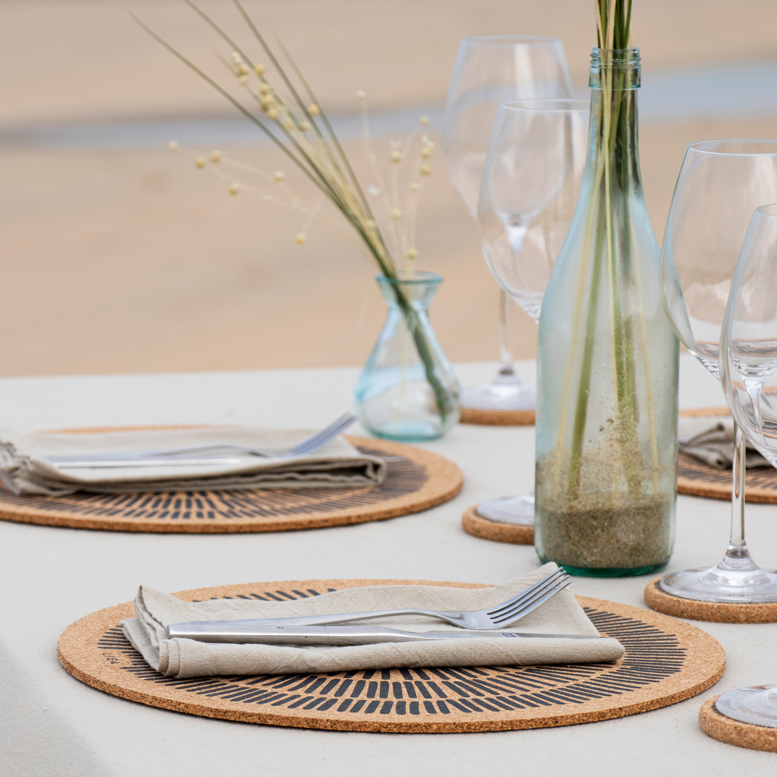 Set de table CORK MAX SANDY LINES set de 2, Ø34cm