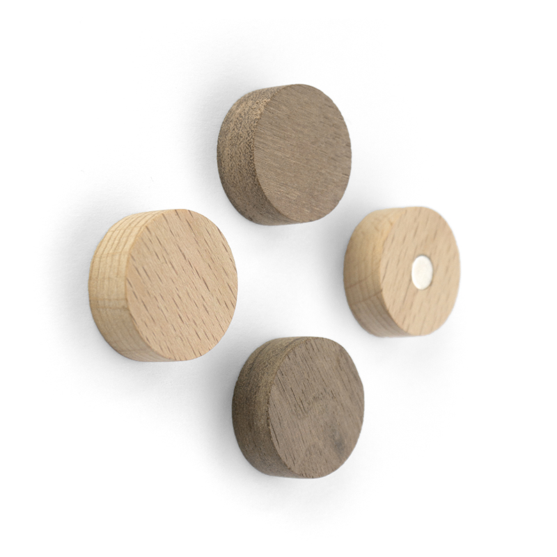 Magnets WOOD ROUND set of 4  