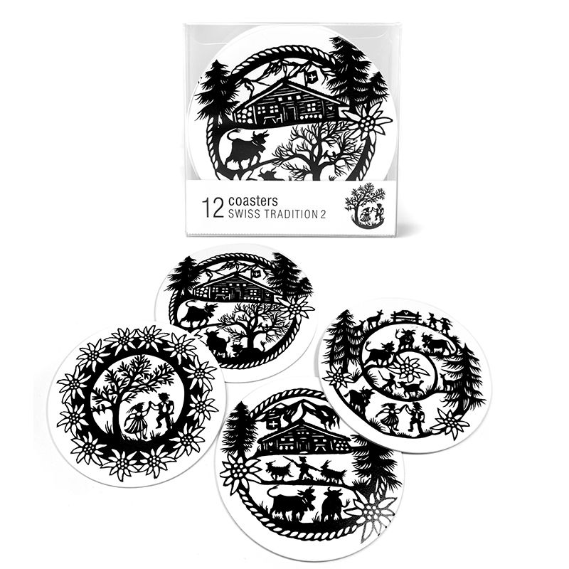 Coasters SWISS TRADITION 2 set of 12 assorted