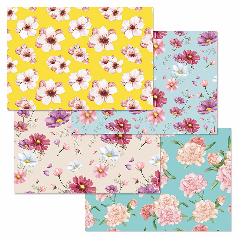 Paper placemat FLOWERY 4 x 12 sheets