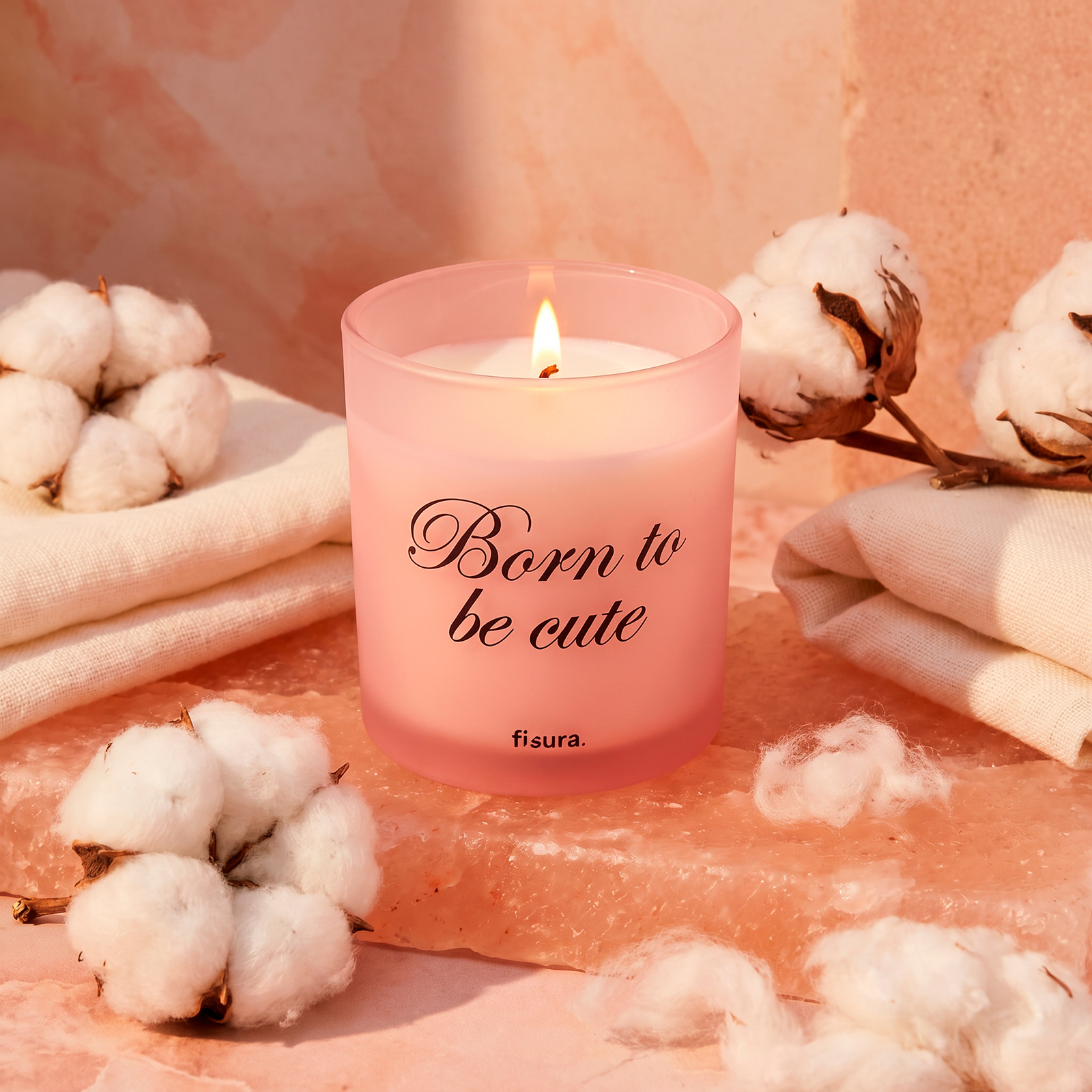 Glass candle BORN TO BE CUTE cotton scent