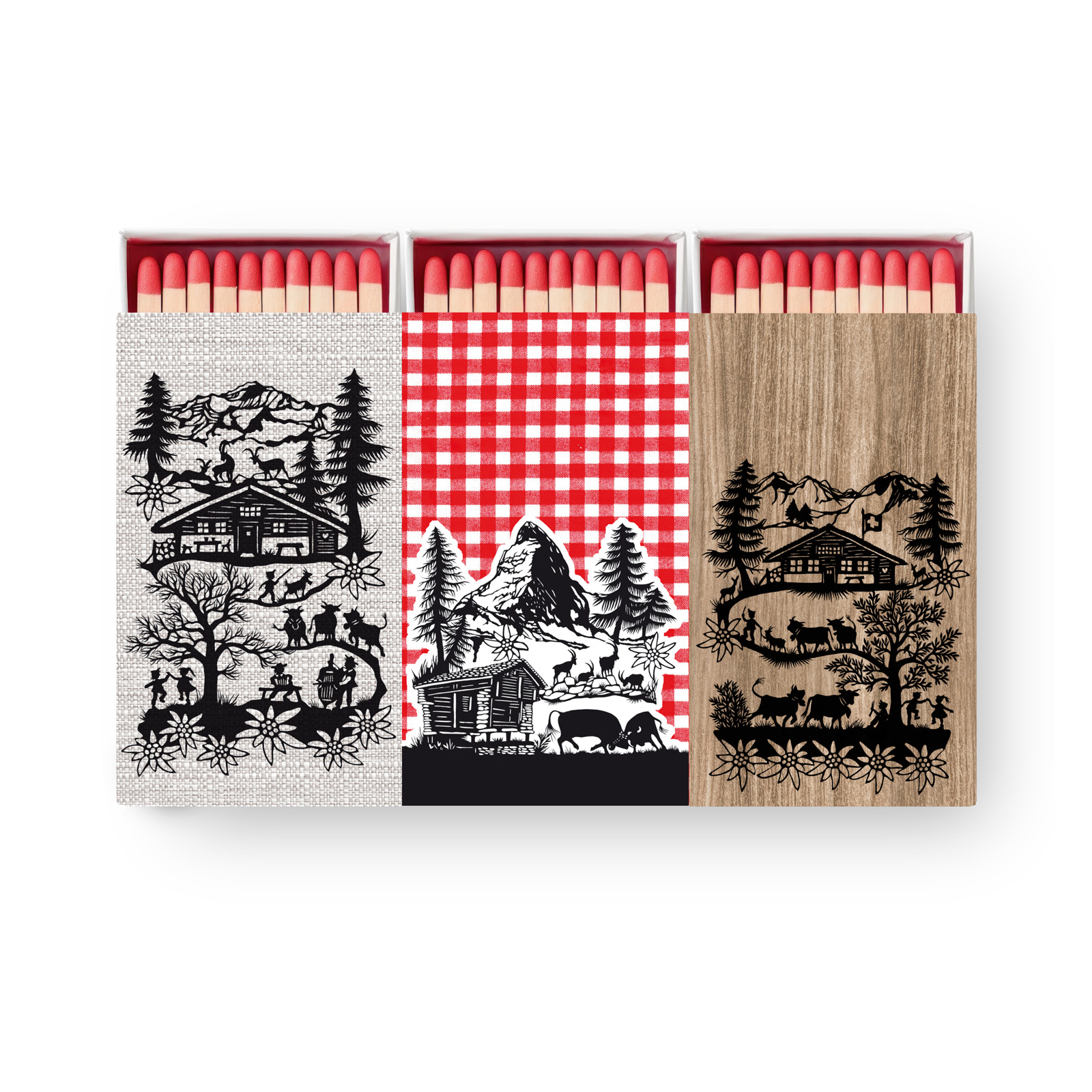 Zündhölzer SWISS TRADITION 3er Set Inhalt ca. 45 Stk./Pack