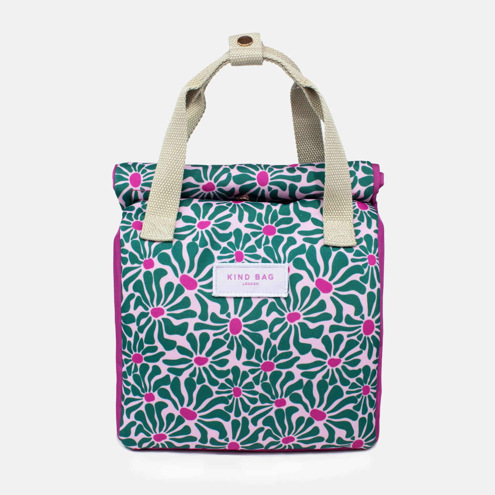 Lunch Bag Abstract Flowers - Green 