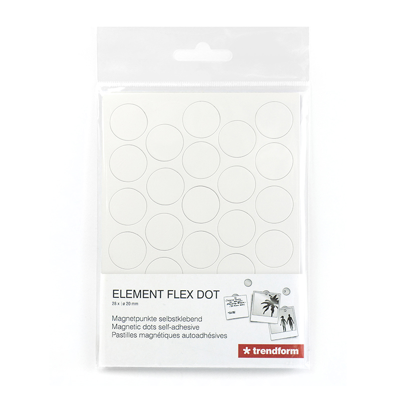 Self-adhesive sticking dots ELEMENT FLEX DOT  for magnets, set of 28 pcs., white