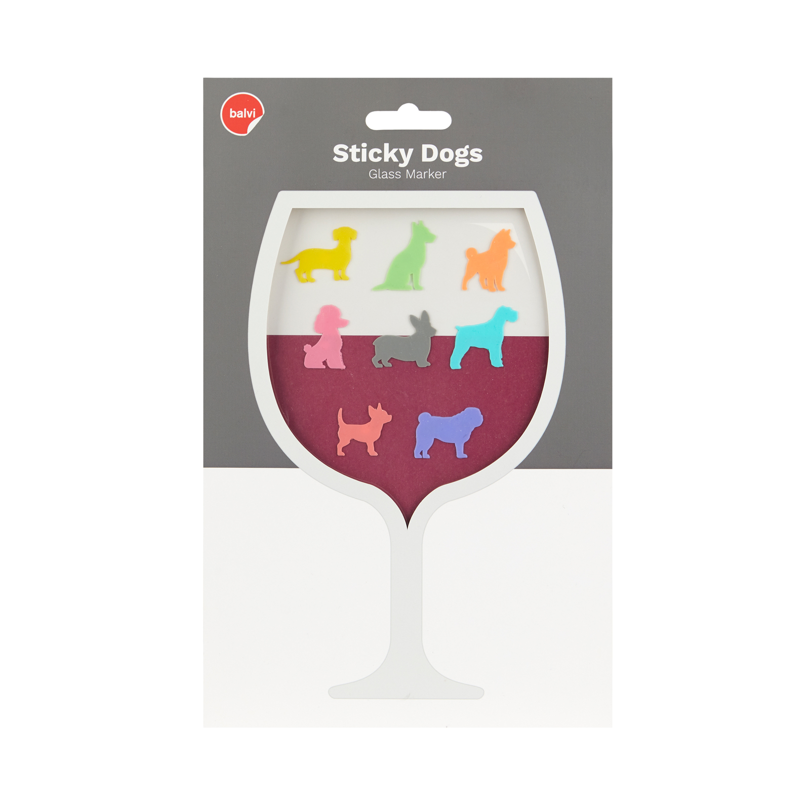 Trinkglasmarkierer STICKY DOGS 8er assortiert