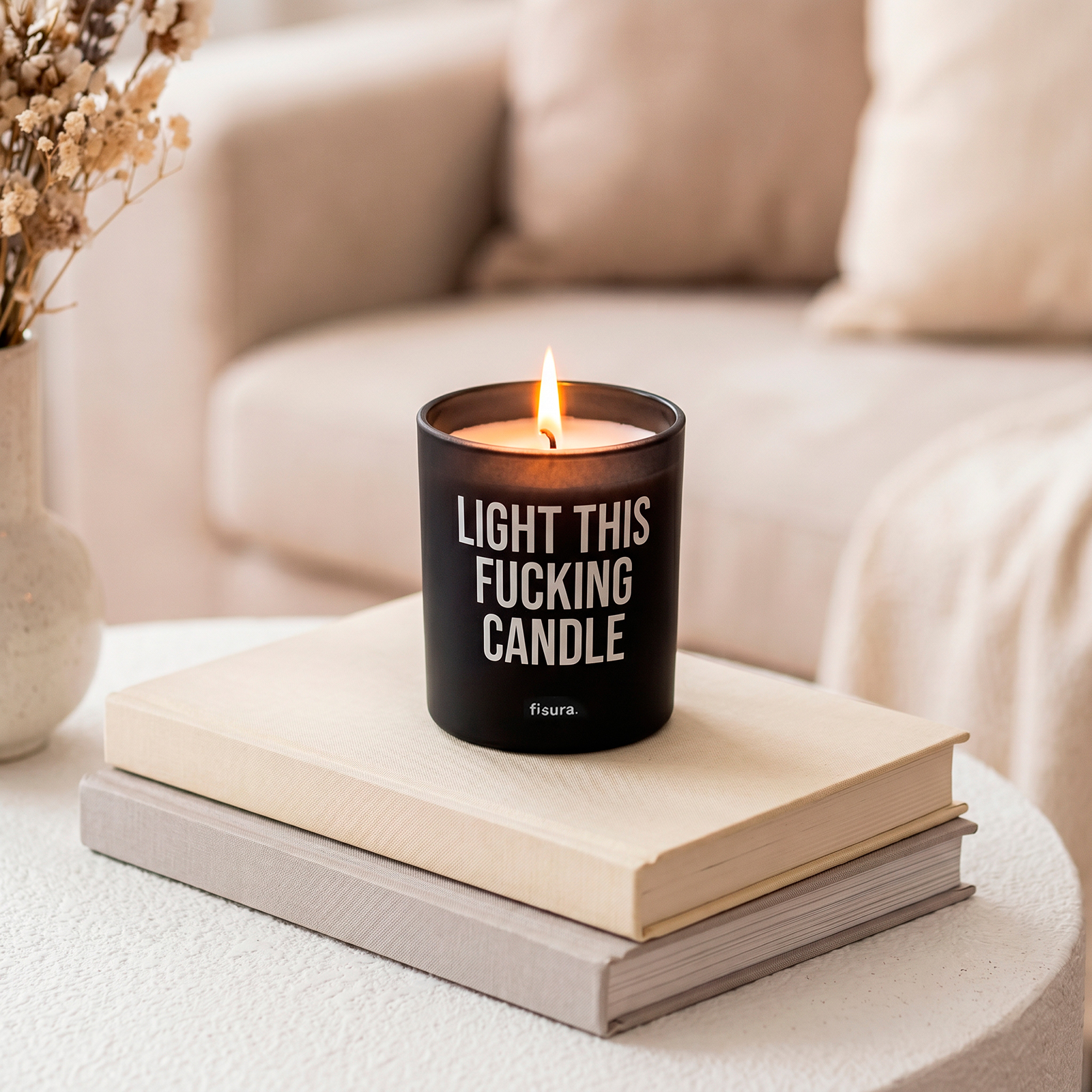 Glass candle LIGHT THIS FUCKING CANDLE linnen scent
