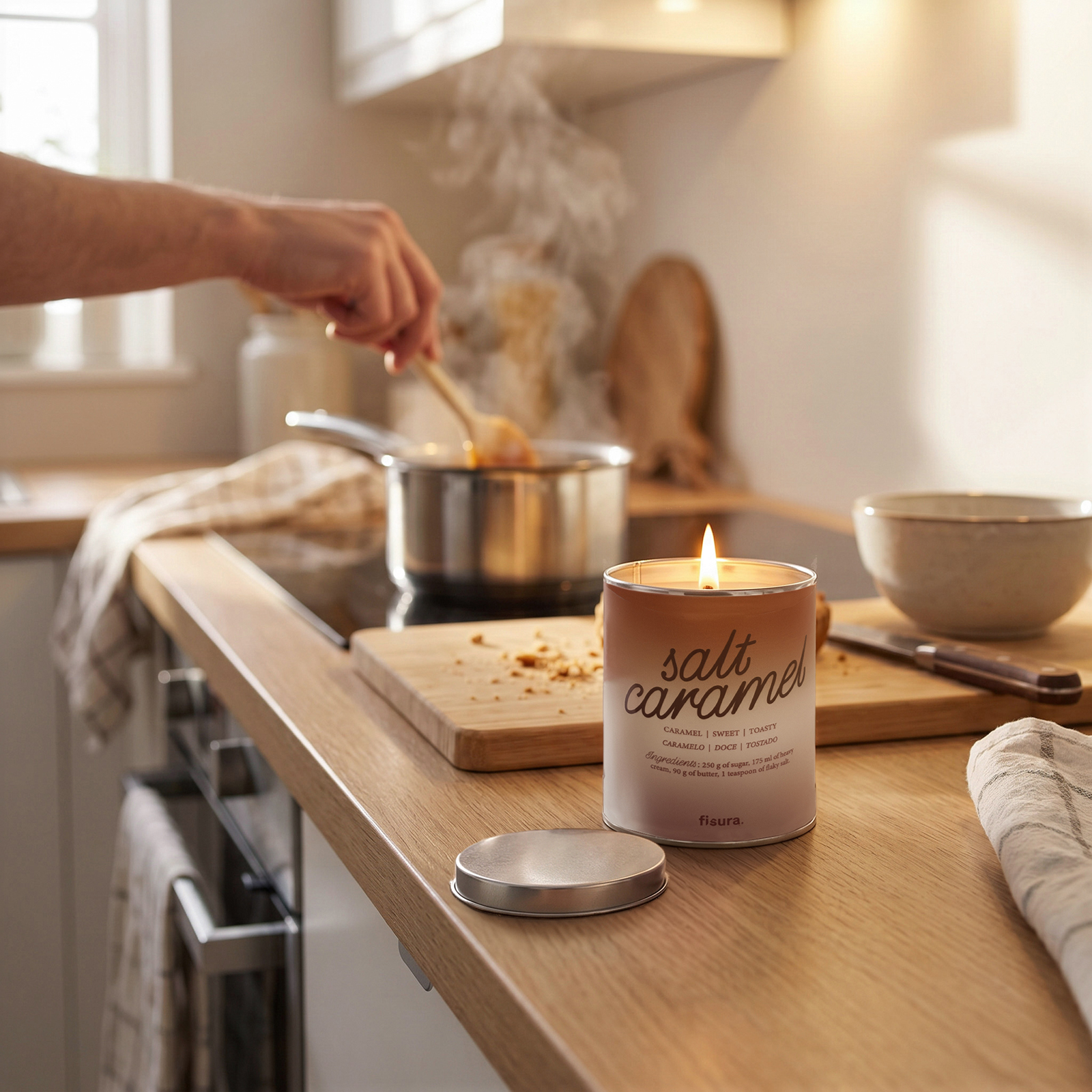 Metal candle SALT CARAMEL salt caramel scent