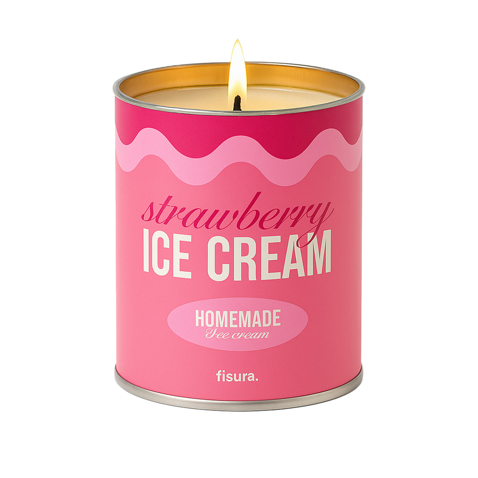 Metal candle STRAWBERRY ICE CREAM strawberries with cream scent