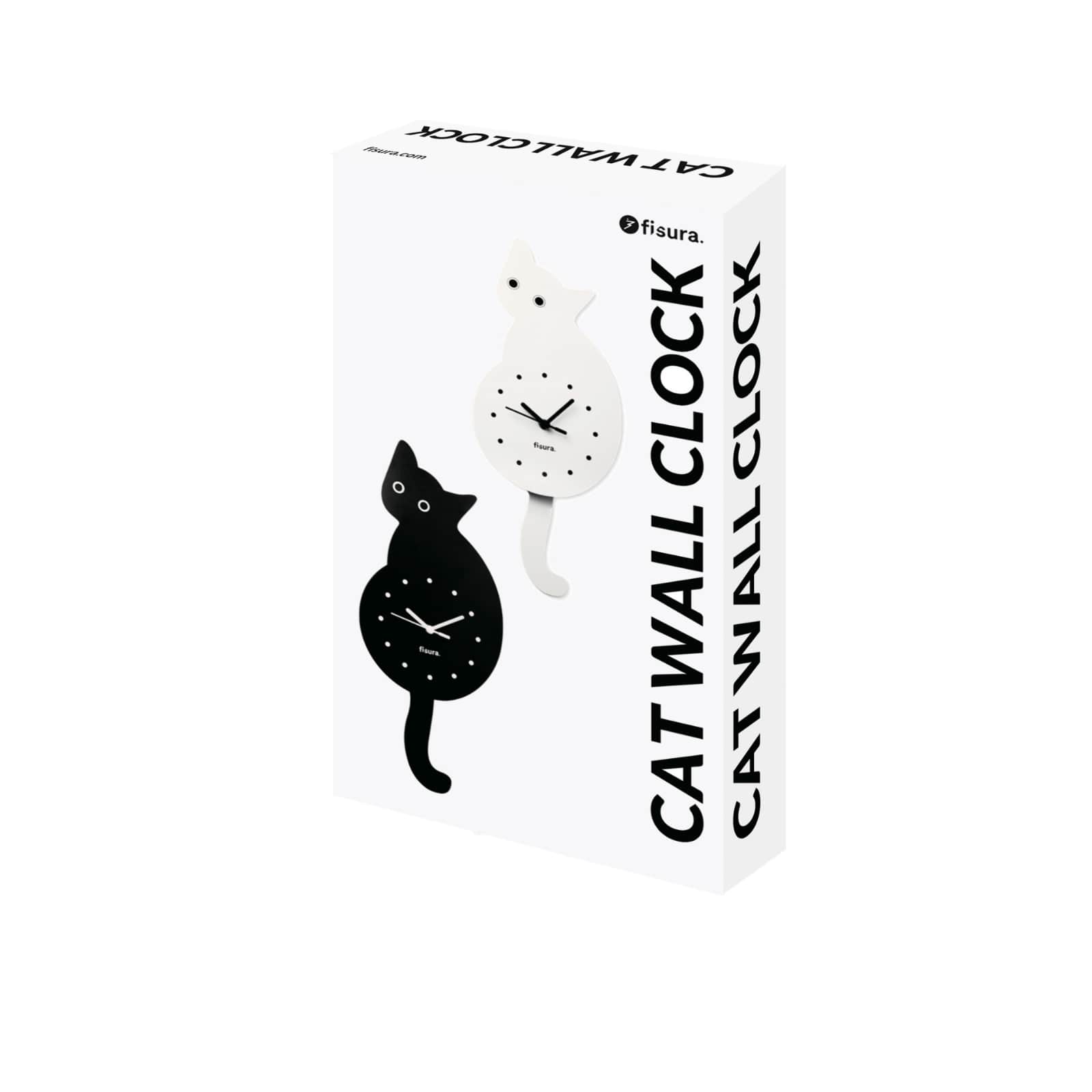 CAT CLOCK white 