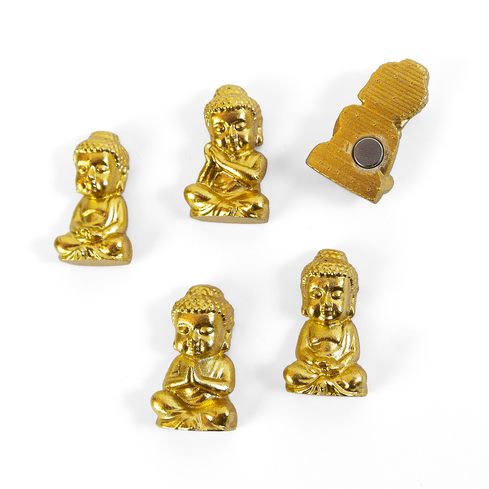 Magnets BUDDHA set of 5 gold 