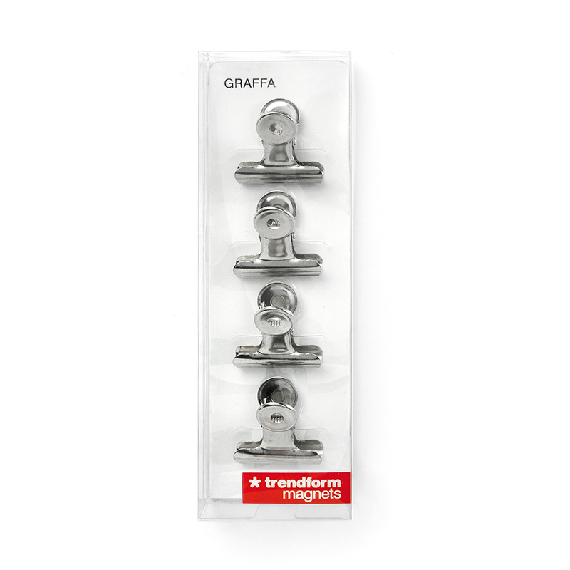 Magnetic clip GRAFFA set of 4 chrome-plated