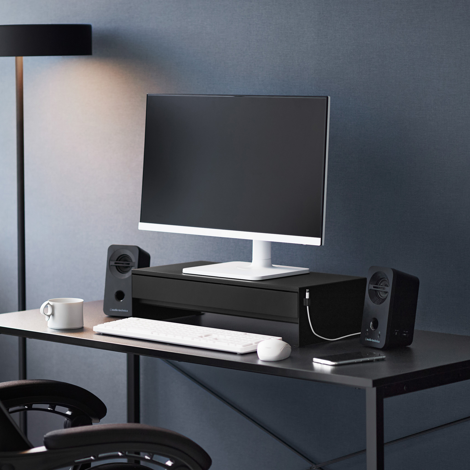 Monitorständer mit Schublade TOWER schwarz